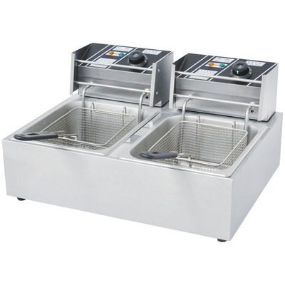 Stainless Steel 2 Basket Commercial Deep Fryer Electric Fryer For Restaurant
